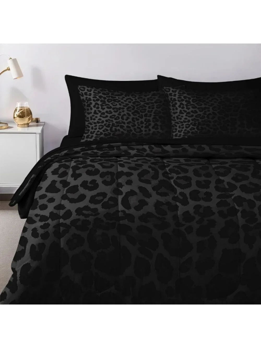 Leopard Print Queen Comforter Set with Sheets, 7-Piece Bedding Ensemble